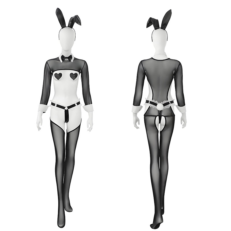 Garter Belt Set - Anime Bunny Maid Uniform Netz-Bodysuit Sexy