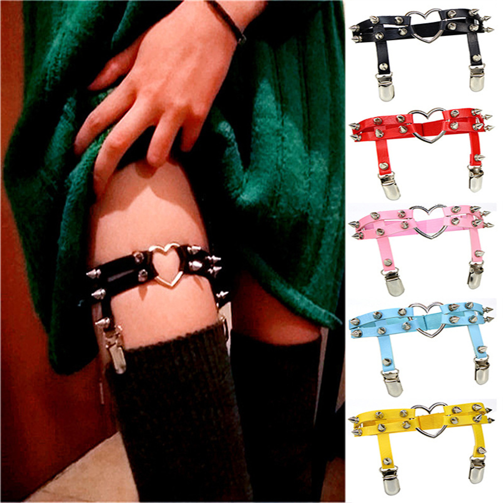 Garter Belt Set - 1Pcs Frauen Punk Goth Herz PU