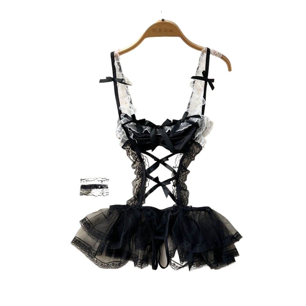 Bodystocking Fishnet - Süßes Lolita Maid Bunny Kostüm-Set mit