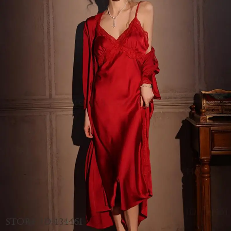 Weibliche Lange Robe 2PCS Set  – Robe Silk Women Bewertung und Preis